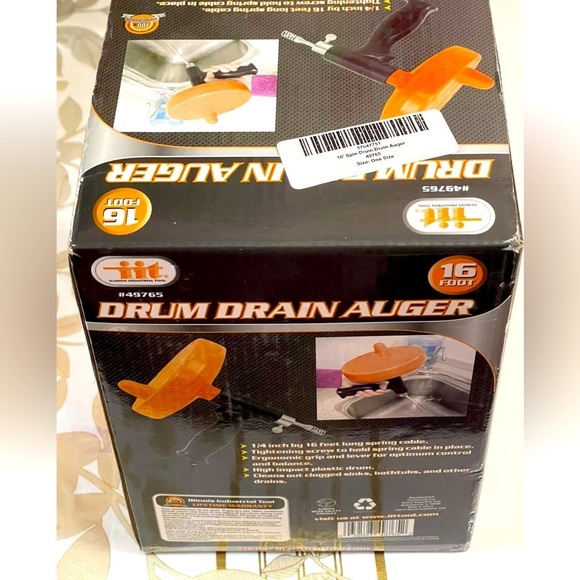 Other - 16 Ft Manual Hand Powered Drum Auger Sewer Snake Drain Cleaner